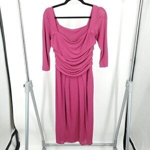*Repair* VTG 90s Alberta Ferretti Square Neck Gathered Bodice Dress 6 Pink